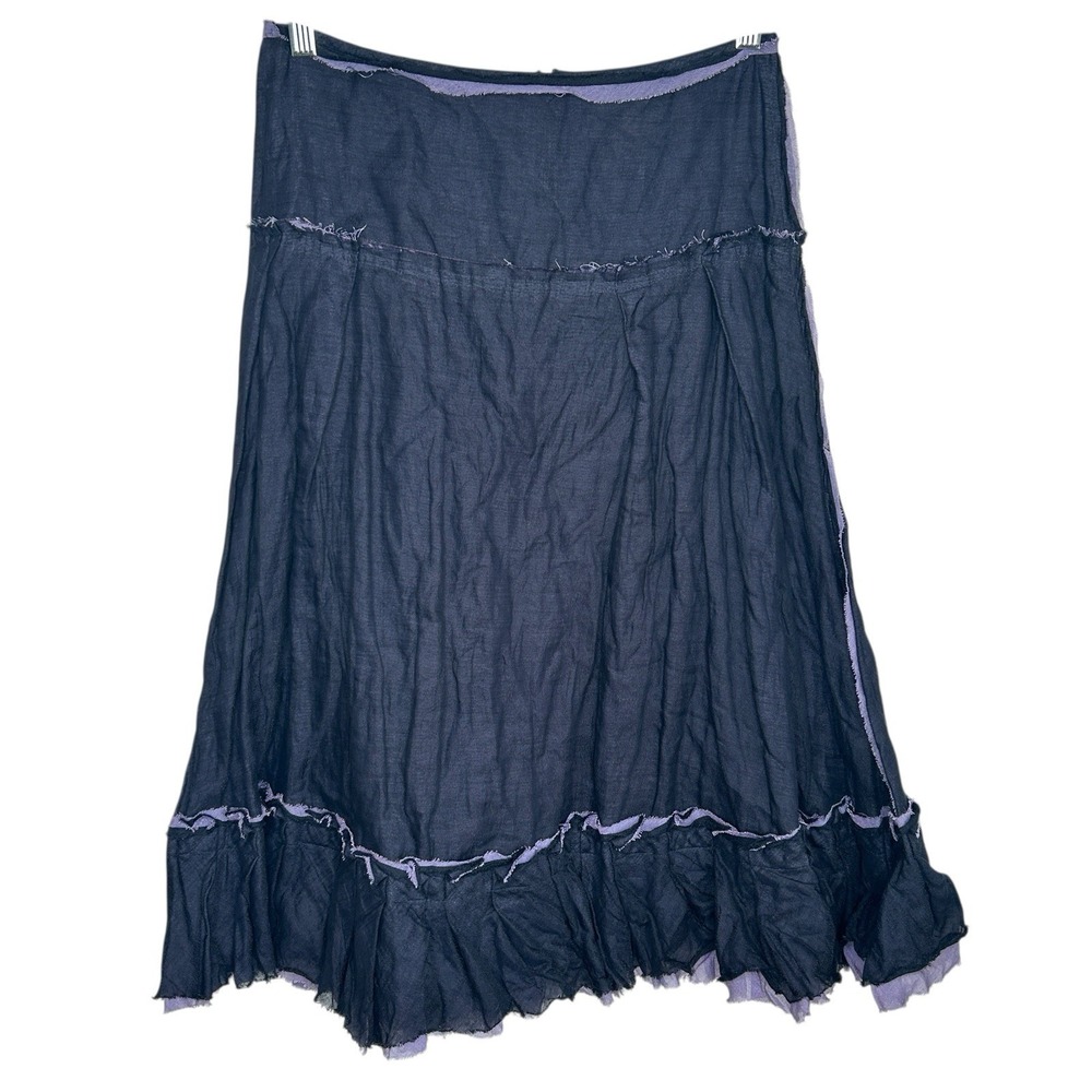 Gregory Parkinson Ruffle Skirt 6 Y2k‎ Boho Fairy Grunge Midi Whimsigoth Black